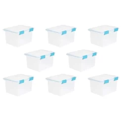 Sterilite 32 Quart Stackable Clear Plastic Storage Tote Container With Blue Gasket Latching Lid For Home And Office Organization, Clear -Northlight Store GUEST 7ec27af3 23b9 4d45 8a87 62318e859ff7