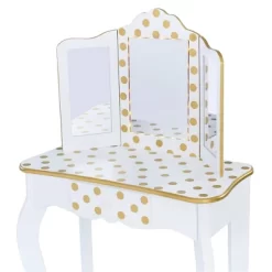 Fashion Polka Dot Gisele Play Vanity Set With Led Mirror White/Gold - Teamson Kids -Northlight Store GUEST 7f0465b5 7e31 4824 94e3 6c7674369f78