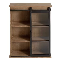 22" X 28" Barnhardt Decorative Wooden Wall Cabinet With Sliding Glass Door Rustic Brown - Kate & Laurel All Things Decor -Northlight Store GUEST 800189d1 78d2 4bc6 907b 368c091dc161