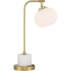 Possini Euro Design Barclay Modern Desk Lamp 23" High Warm Gold With USB Charging Port Frosted Glass Shade For Bedroom Living Room Bedside Office Kids -Northlight Store GUEST 801a9ae9 4bf4 4108 b355 54d9bc7e2308