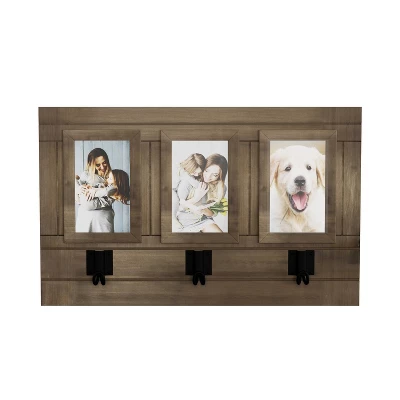 Wall Picture Collage With 3 Hanging Hooks- Wall Mounted Photo Frame Decor With Rustic Wood Look, Holds 4x6 Pictures By Hastings Home 3 Wall Picture Collage With 3 Hanging Hooks- Wall Mounted Photo Frame Decor With Rustic Wood Look, Holds 4x6 Pictures By Hastings Home