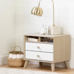 Yodi 2 Drawer Nightstand Soft Elm/White - South Shore
