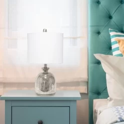 Mercury Hammered Glass Jar Table Lamp With Linen Shade Silver - Lalia Home -Northlight Store GUEST 809fb71c 5253 48e0 9400 1cded4ea3dbe