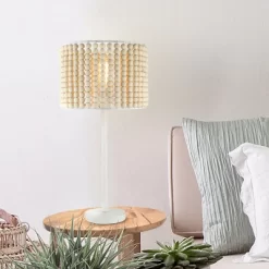 25" Eliza Metal And Tan Wood Beaded Drum Shade Table Lamp White - River Of Goods 17 25" Eliza Metal And Tan Wood Beaded Drum Shade Table Lamp White - River Of Goods -Northlight Store GUEST 80a1a55e f0ce 449a b6cd 94ac9dddd148