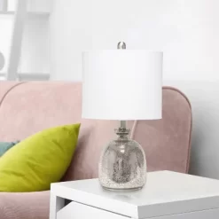 Mercury Hammered Glass Jar Table Lamp With Linen Shade Silver - Lalia Home -Northlight Store GUEST 80e67ed3 9480 4f12 9c46 d4981640e740