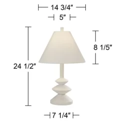 360 Lighting Modern Table Lamps 24 1/2" High Set Of 2 White Sculpture Fabric Cone Shade For Bedroom Living Room House Home Bedside Nightstand Office -Northlight Store GUEST 816bce20 d614 49d0 9ef7 19521f5dc81b