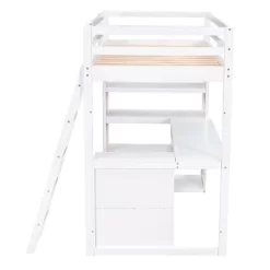 Loft Bed With Ladder, Shelves, And Desk - ModernLuxe -Northlight Store GUEST 8241b582 a3d6 4d7c 9005 e7a38111d490