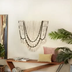Cotton Macrame Weaved Intricately Wall Decor With Beaded Fringe Tassels - Olivia & May -Northlight Store GUEST 8257424e 2d9b 43ff b3f3 22d20f7b94b9