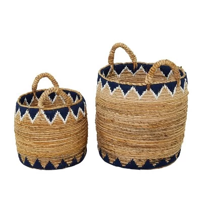 Set Of 2 Banana Leaf Storage Baskets Brown - Olivia & May 7 Set Of 2 Banana Leaf Storage Baskets Brown - Olivia & May - Image 5