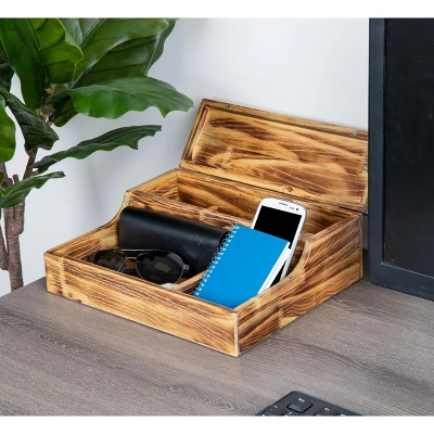 Mind Reader Nightstand Valet Tray, Phone Watch Holder, Bedroom Desk Organizer, Cosmetic Accessory Storage, Jewelry Box With 7 Compartments, Burnt Wood, Brown 3 Mind Reader Nightstand Valet Tray, Phone Watch Holder, Bedroom Desk Organizer, Cosmetic Accessory Storage, Jewelry Box With 7 Compartments, Burnt Wood, Brown