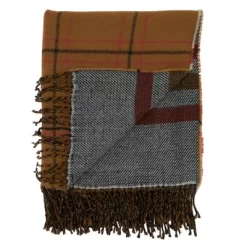 50"x60" Reversible Plaid Throw Blanket Rust - Saro Lifestyle