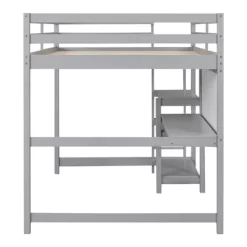 Wooden Loft Bed With Shelves, Desk And Writing Board - ModernLuxe -Northlight Store GUEST 853e2731 9887 4b55 84bb 52f987ce0ab7