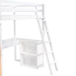 Loft Bed With Ladder, Shelves, And Desk - ModernLuxe -Northlight Store GUEST 854beb2f 5af3 4b47 8fba fcf70215bd7f
