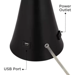 360 Lighting Karl Modern Table Lamps 28 1/4" Tall Set Of 2 Black Metal With USB And AC Power Outlet In Base White Drum Shade For Bedroom Living Room -Northlight Store GUEST 856d687d 6563 4d59 a7bf 5498d92bf60b