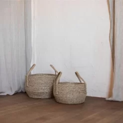 Set Of 2 Natural Woven Natural Seagrass Basket - Foreside Home & Garden -Northlight Store GUEST 85c4ffc7 239c 4680 9a76 15f78dd55f0c