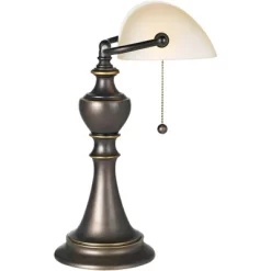 Regency Hill Haddington Traditional Piano Banker Table Lamp 16" High Antique Bronze Metal Alabaster Glass Shade For Bedroom Living Room Bedside Office -Northlight Store GUEST 88486bb4 8f22 4e95 bb9b 944c4e02b5a2