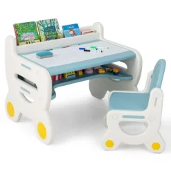 Costway Kids Drawing Table & Chair Set For Reading Playing With Pens & Blackboard Eraser Blue/Brown 22 Costway Kids Drawing Table & Chair Set For Reading Playing With Pens & Blackboard Eraser Blue/Brown -Northlight Store GUEST 8a294358 cd1b 4edf a862 0b00bbc99fd1
