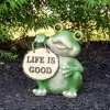 Northlight 9" Green 'Life Is Good' Frog Outdoor Garden Statue