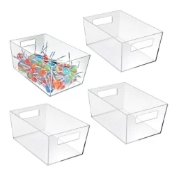 Azar Displays X-Large Organizer Storage Tote Bin With Handle 13"W X 9.5"D X 6.5"H, 4-Pack.
