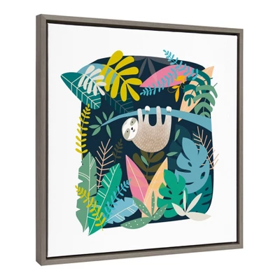 24" X 24" Sylvie Sloth Illo Framed Canvas Wall Art By Teju Reval Gray - Kate And Laurel 3 24" X 24" Sylvie Sloth Illo Framed Canvas Wall Art By Teju Reval Gray - Kate And Laurel