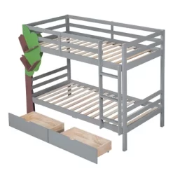 Twin-Over-Twin Bunk Bed With A Tree Decor And Two Storage Drawers-ModernLuxe 20 Twin-Over-Twin Bunk Bed With A Tree Decor And Two Storage Drawers-ModernLuxe -Northlight Store GUEST 8ba22d42 f35e 49ca 9ee1 a8c32bc3fd3c