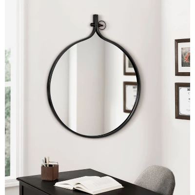 30" X 37" Yitro Metal Framed Wall Mirror Black - Kate & Laurel All Things Decor 6 30" X 37" Yitro Metal Framed Wall Mirror Black - Kate & Laurel All Things Decor - Image 4