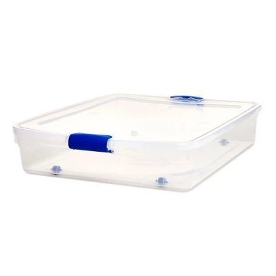 Homz 56 Qt Full/Queen Underbed Clear Plastic Latching Storage Container 3 Homz 56 Qt Full/Queen Underbed Clear Plastic Latching Storage Container