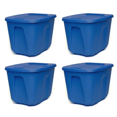 HOMZ 10-Gallon Stackable And Nestable Heavy Duty Plastic Storage Container Organizer Bin With 4 Way Handles, Capri Blue (8 Pack) 3 HOMZ 10-Gallon Stackable And Nestable Heavy Duty Plastic Storage Container Organizer Bin With 4 Way Handles, Capri Blue (8 Pack)