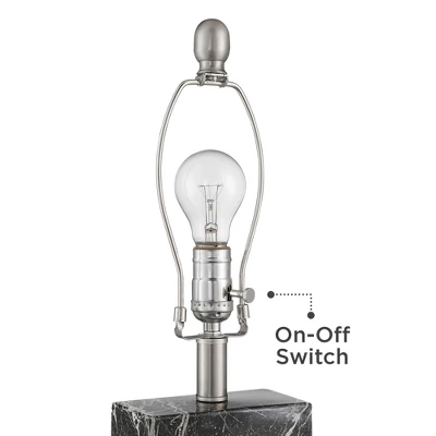 360 Lighting Connie Modern Table Lamps Set Of 2 With White Marble Riser 25" High Black Faux Marble USB Charging Port White Rectangular Shade For Desk 4 360 Lighting Connie Modern Table Lamps Set Of 2 With White Marble Riser 25" High Black Faux Marble USB Charging Port White Rectangular Shade For Desk - Image 2