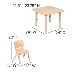 Emma And Oliver 24" Square Plastic Height Adjustable Activity Table Set With 2 Chairs -Northlight Store GUEST 8ed71b5b ffc0 4cd2 83c8 4463f30ce647