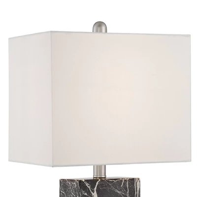 360 Lighting Connie Modern Table Lamps Set Of 2 With White Marble Riser 25" High Black Faux Marble USB Charging Port White Rectangular Shade For Desk 3 360 Lighting Connie Modern Table Lamps Set Of 2 With White Marble Riser 25" High Black Faux Marble USB Charging Port White Rectangular Shade For Desk