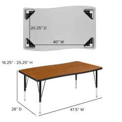 Flash Furniture 28"W X 47.5"L Rectangle Wave Flexible Collaborative Thermal Laminate Activity Table - Height Adjustable Short Legs -Northlight Store GUEST 8fa6a047 ff1b 445f b8d9 11a19b7e2bc6
