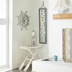 Wood Sail Boat Ship Wheel Wall Decor With Distressing Blue - Olivia & May 29 Wood Sail Boat Ship Wheel Wall Decor With Distressing Blue - Olivia & May -Northlight Store GUEST 90629f40 9c77 4716 96d0 384859b281cb