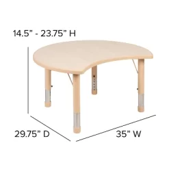 Emma And Oliver 25.125"W X 35.5"L Crescent Natural Plastic Adjustable Activity Table-Seats 4 -Northlight Store GUEST 908ddeeb 98e1 4d97 a4a3 0241e1b63ec4