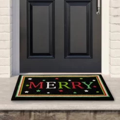 Northlight Black Coir "Merry" Christmas Doormat 18" X 30"