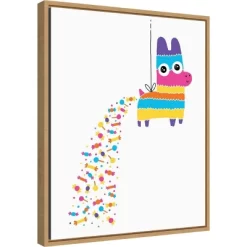 16" X 20" Pinata Poop By Michael Buxton Framed Canvas Wall Art - Amanti Art