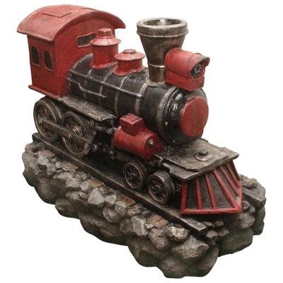 Northlight 38" Prelit LED Vintage Locomotive Train Outdoor Patio Garden Water Fountain - Red/Black 4 Northlight 38" Prelit LED Vintage Locomotive Train Outdoor Patio Garden Water Fountain - Red/Black - Image 2