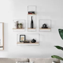 4pc Framed Wall Shelf Set White/Maple - Danya B. -Northlight Store GUEST 924403a8 a119 4072 b05e 74a966753501
