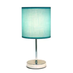 11.81" Traditional Petite Metal Stick Bedside Table Desk Lamp In Chrome With Fabric Shade Blue - Creekwood Home 12 11.81" Traditional Petite Metal Stick Bedside Table Desk Lamp In Chrome With Fabric Shade Blue - Creekwood Home -Northlight Store GUEST 92643e1b 0e2a 420f 9201 82add69cec76
