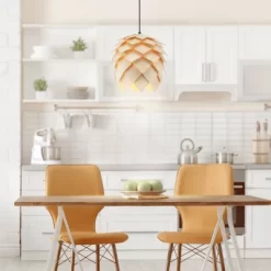 11.75" Simon Pinecone Wood Pendant (Includes Energy Efficient Light Bulb) Brown - JONATHAN Y -Northlight Store GUEST 92d4a503 c9ed 4063 8e0d 5a6e0f27f9da