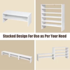 Tangkula 2-tier Stackable Shoe Rack 31" Width Organizer Shelf Set Of 3 White/Tan -Northlight Store GUEST 93349199 054e 4b93 8d12 49b3ece4030a