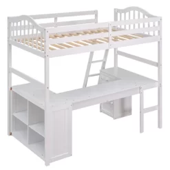 Twin Size Wooden Loft Bed With Drawers, Cabinet, Shelves And Desk-ModernLuxe -Northlight Store GUEST 93703765 6ab6 4c3e a229 41a01f292e01