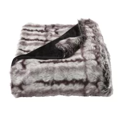 Hastings Home Premium Faux Chinchilla Fur Striped Blanket With Gift Box - Umber/Chocolate -Northlight Store GUEST 94dca9e4 eb7f 4c51 84a6 0b8ecdecf30b