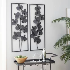 Set Of 2 Metal Floral Orchid Wall Decors With Black Frame Black - Olivia & May -Northlight Store GUEST 953438f9 dec8 41f2 b26b 0ded378ba6ea