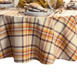 Russet Harvest Woven Plaid Tablecloth - Elrene Home Fashions