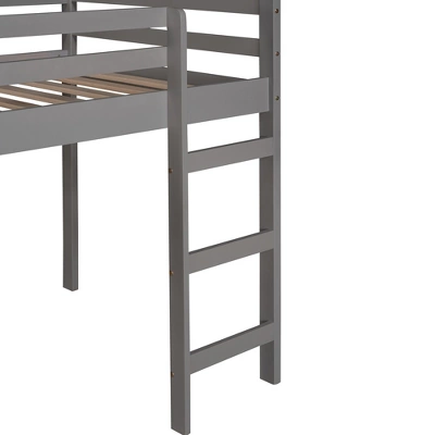 House Shape Twin Size Loft Bed With Slide, Gray - ModernLuxe 11 House Shape Twin Size Loft Bed With Slide, Gray - ModernLuxe - Image 9