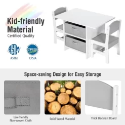 Babyjoy Kids Art Play Wood Table And 2 Chairs Set W/ Storage Baskets Puzzle -Northlight Store GUEST 95df00e3 7cd4 48d8 83cf 76ad21bc90b9