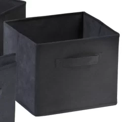Set Of 4 Capri Foldable Fabric Baskets Black - Winsome