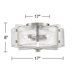 Possini Euro Design Prane Modern Industrial Ceiling Light Semi Flush Mount Fixture 17" Wide Brushed Nickel 4-Light Warped Glass For Bedroom Kitchen -Northlight Store GUEST 968afca0 1c02 432c 9354 62d2a6a517c1