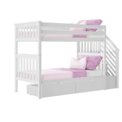 Max & Lily Twin Over Twin Staircase Bunk Bed With Storage Drawers -Northlight Store GUEST 96e89ed8 f524 49a9 90e4 24eaa86fd4c1